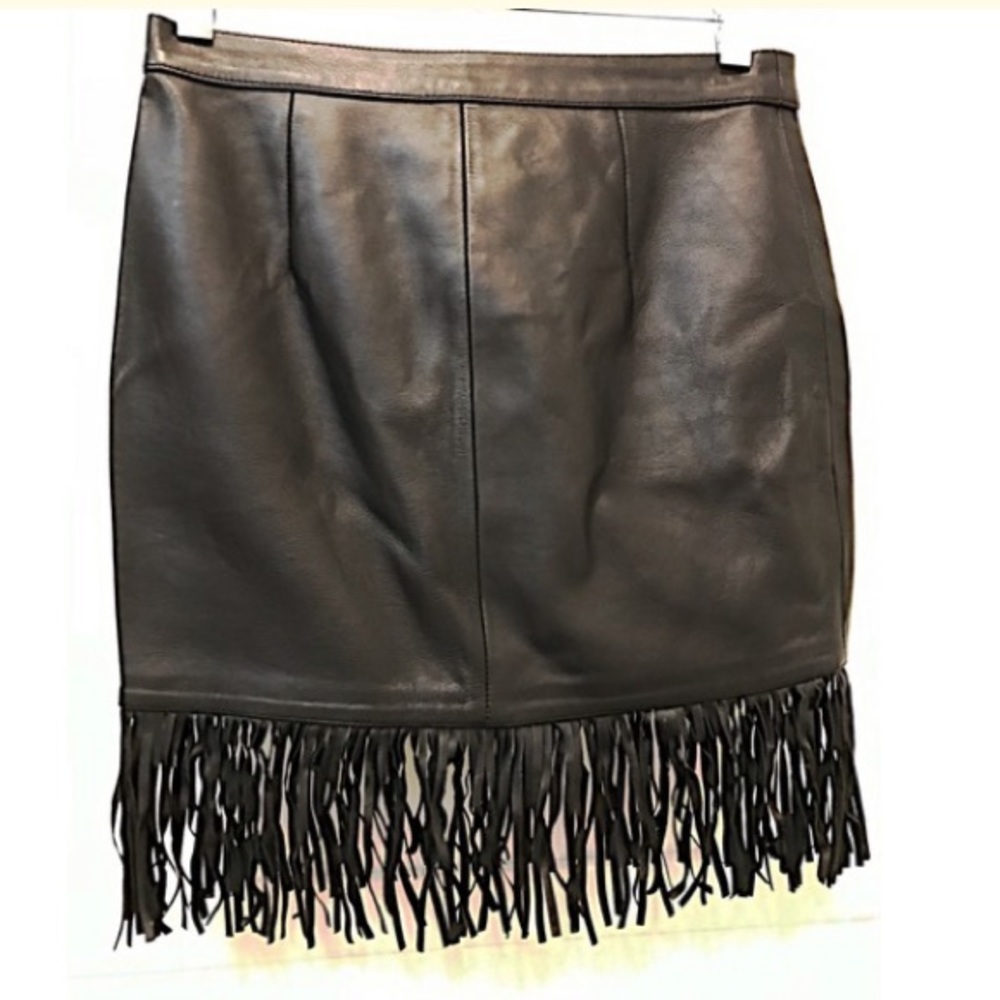 SOLD.    Host pick 🎉Maje Leather Fringe skirt🎉 - Picture 3 of 9